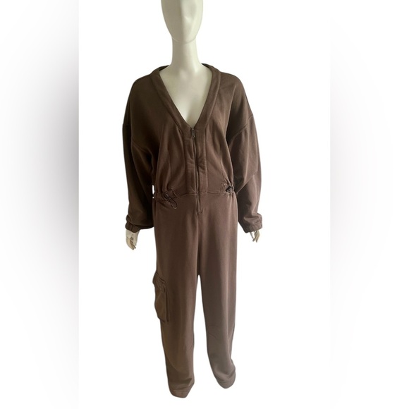 Free People Movement See You Again Jumpsuit Small Ivory All In One Zip Up Casual - Picture 2 of 7
